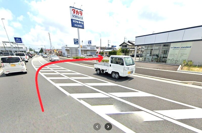 タカラスタンダード 浜松ショールームまでの車の経路