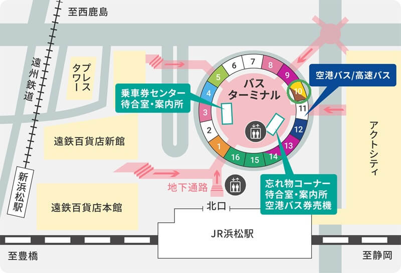 タカラスタンダード 浜松ショールームまでの徒歩経路