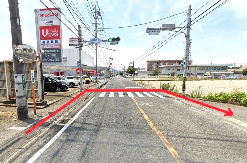 タカラスタンダード 大分ショールームまでの徒歩経路