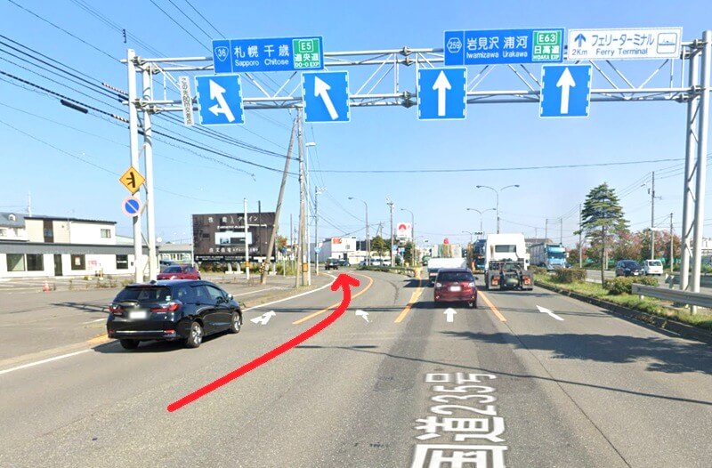 タカラスタンダード 苫小牧ショールームまでの車の経路