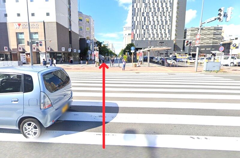 タカラスタンダード 旭川ショールームまでの徒歩経路
