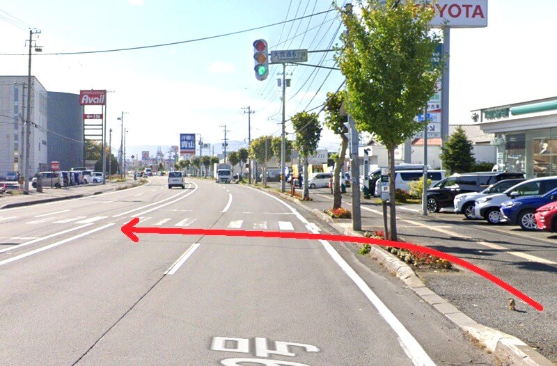 タカラスタンダード 旭川ショールームまでの徒歩経路
