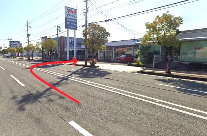 タカラスタンダード 八代ショールームまで車の経路