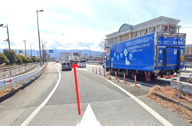 タカラスタンダード 甲府ショールームまでの車の経路