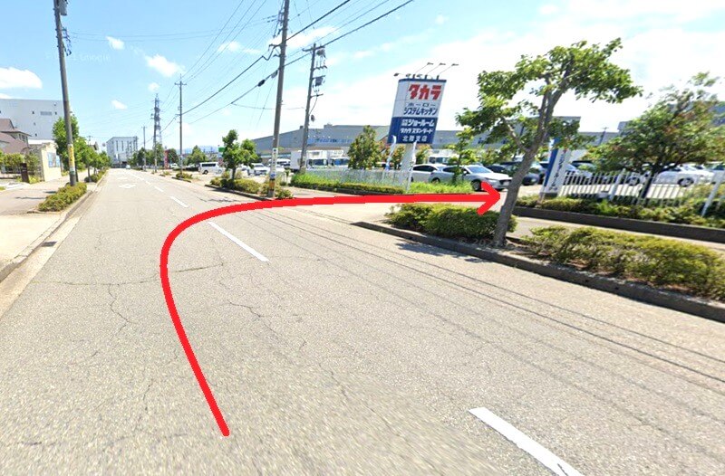 タカラスタンダード 金沢ショールームまでの車の経路