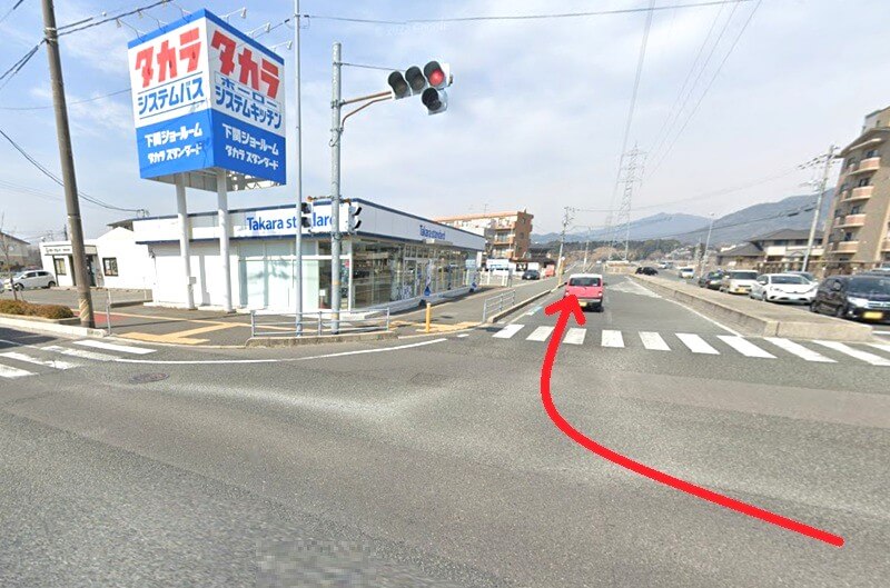 タカラスタンダード 下関ショールームまでの車の経路